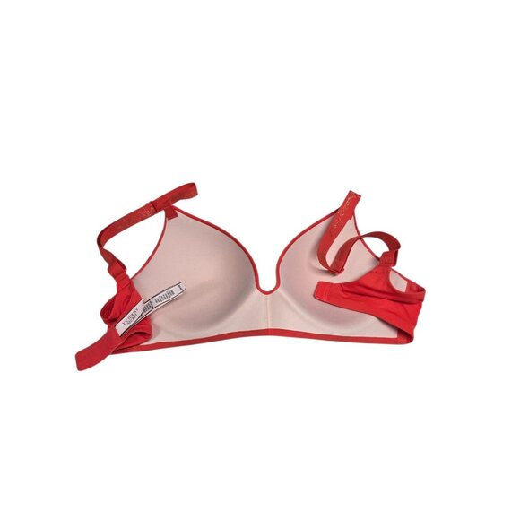 Victoria's Secret Womens 32D Red T Shirt Bra Lightly Lined Wireless Smooth - Picture 3 of 5